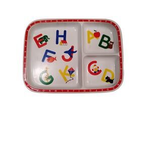 Vintage ABC Alphabet Child Toddler 9"x7" Heavy Plastic Divided Plate PLEASE READ